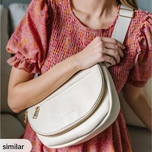 Foldover Cream Crossbody Bag